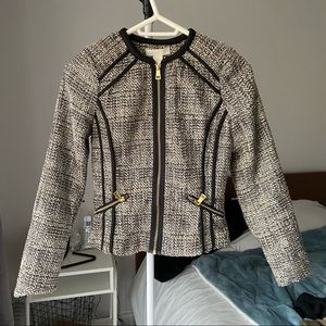 H&M Textured Plaid Tweed Jacket